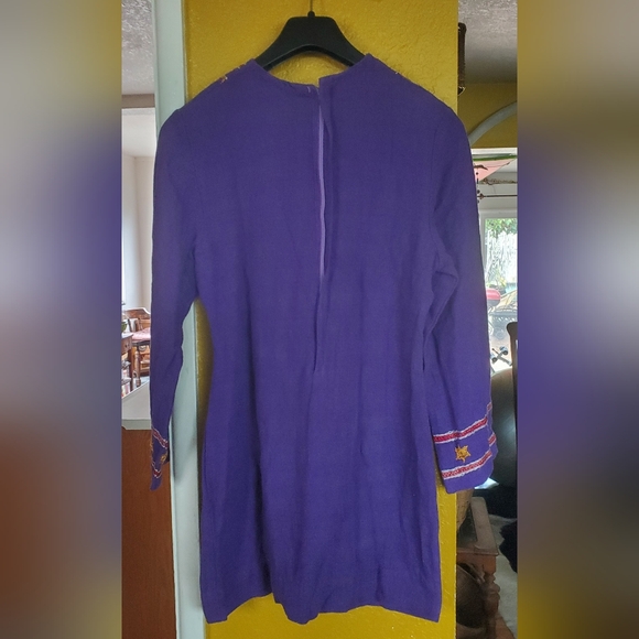 Raja of India Purple Hippie Embroidery Dress - Picture 2 of 9